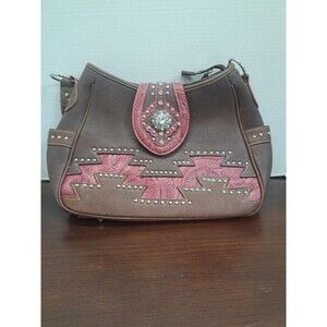 Western Brown Rhinestoned Concealed Carry Purse